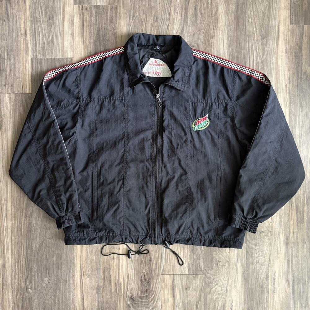 Vintage Mountain Dew Racing Jacket Men's Size L Windbreaker 1990s Zip Up Dodge